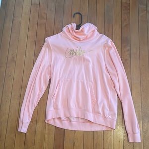 Pink nike hoodie with mock neck